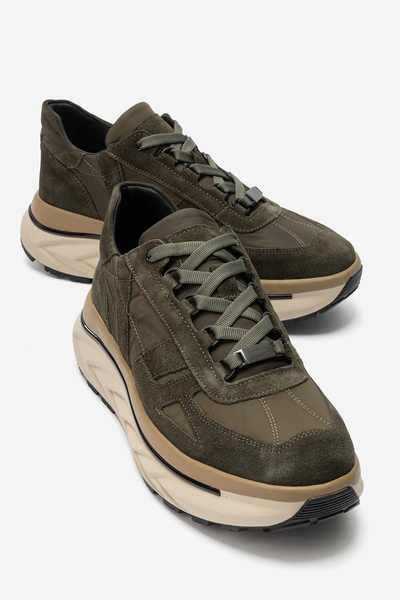 Ataköy Ayakkabı Erkek Hakiki Deri Sneakers Ayakkabı Haki Süet