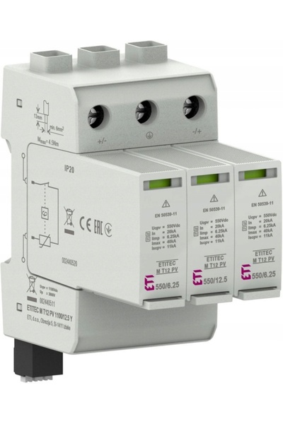 ETI Polam ETITEC Descărcător de supratensiune SPD CC 1100V Tip B+C 1+2 3P 6.2...