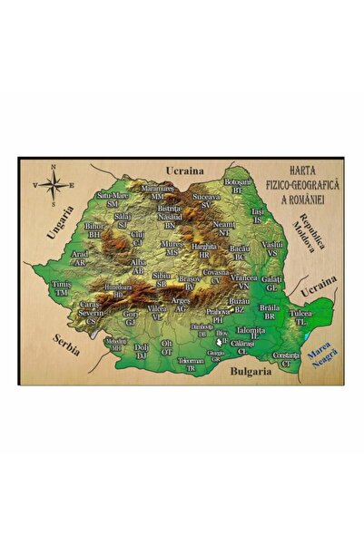 OEM Puzzle cu harta României, Lemn, Format A4, PZHR003