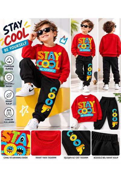SİBELİZE Boy's Stay Cool Printed Tracksuit Set