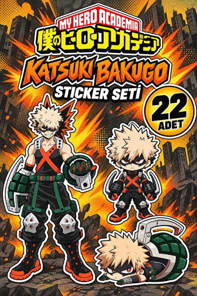 My Hero Academia Katsuki Bakugo 22 Adet Sticker Seti | Anime Çıkartma Paketi