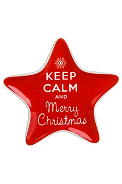 OEM Farfurie Ceramica in Forma de Stea Rosie "Keep Calm and Merry Christmas""...
