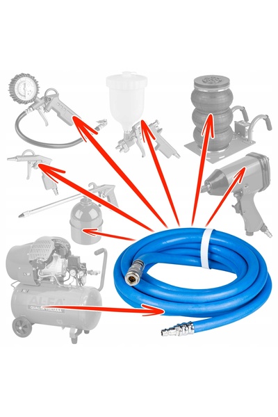 AL-FA Furtun pneumatic 5m, din cauciuc, cu strat dublu, pentru compresor, rez...