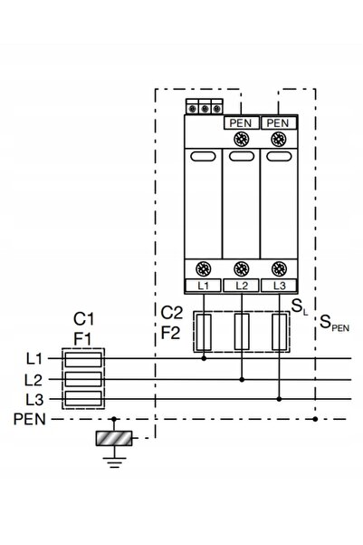 hager Descărcător de supratensiune SPD T1+T2 3P TN-C rețea 37.5kA In=50kA Up=...