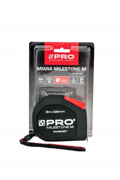PRO Ruletă retractabilă, MILESTONE 8m 25mm ruletă de buzunar (MZ618)