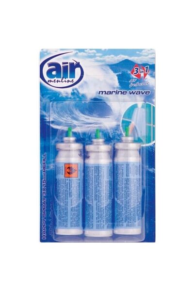 Air menline Rezervă spray odorizant de cameră Happy Spray, 3x15ml, Val marin