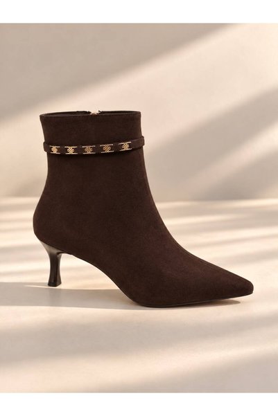 AYS SHOES Imported Suede Leather Women's Boots with Special Kitten Heels and Imported Accessories