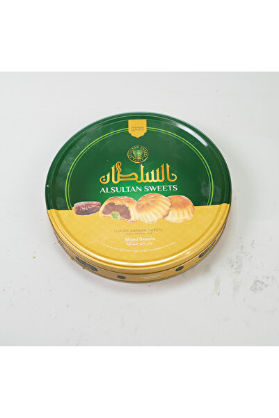 AL SULTAN Ajwa Date Maamoul 400 g Metal Gift Tin - Traditional Arabic Semolina Cookies Filled with Ajwa - Middle Eastern Sweets for Eid, Ramadan, Diwali & Festive Gifting