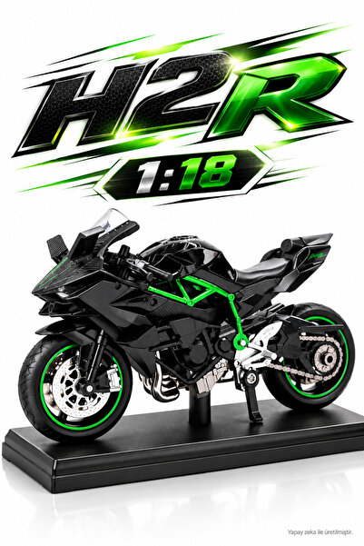 craftivio 1:18 Ölçek H2R Metal Alaşım Motosiklet Maketi - Süspansiyonlu ve St...