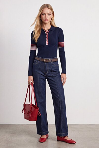 VAGGON Pants with belted bias detail