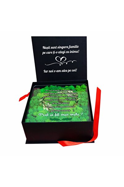 OEM Cutie cadou pentru propunerea către părinți de botez, Licheni, Verde, 23×...