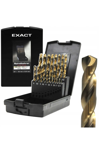 EXACT Set de 19 burghie metalice HSS-CO5 DIN 338 COBALT