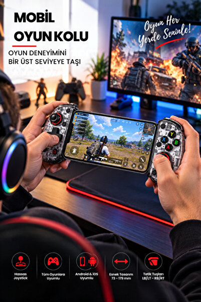 CROW'S TECH Bluetooth Mobil Telefon Oyun Kolu Gamepad Hassas Joystick Android iOS Uyumlu Ayarlanabilir