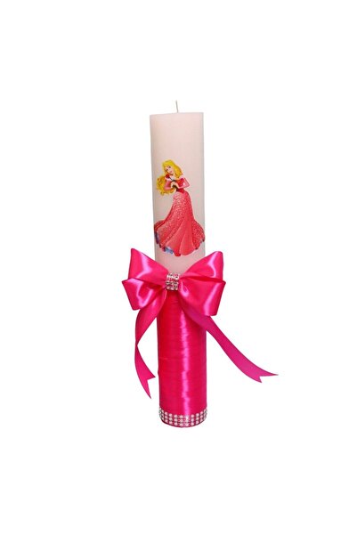 OEM Lumânare de botez, Frumoasa Adormită, Roz, 35 cm, LMB020