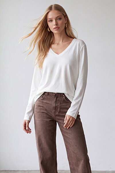 VAGGON V Yaka Oversize Basic Bluz