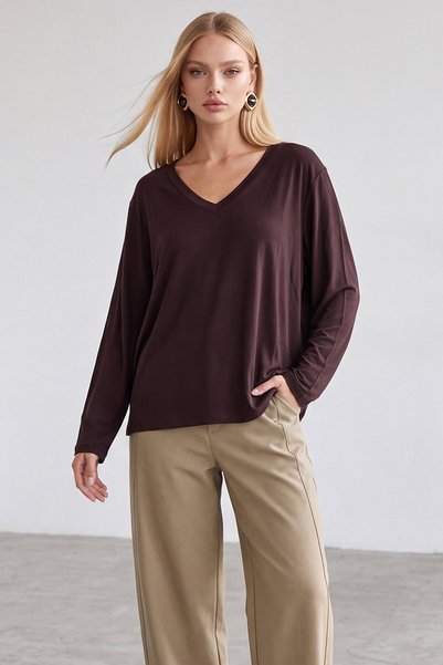 VAGGON V Yaka Oversize Basic Bluz