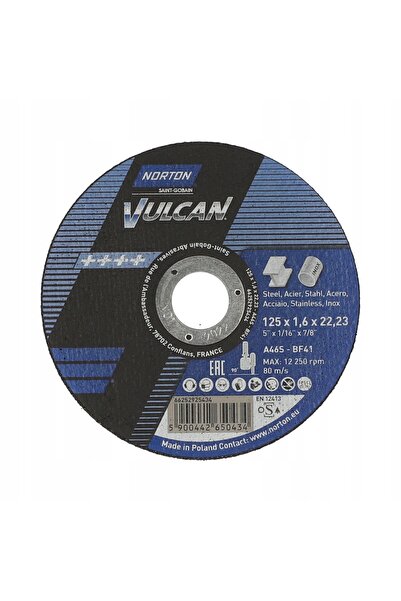 Norton Disc de tăiere din oțel inoxidabil INOX 125x1,6mm - 100 bucăți VULCAN