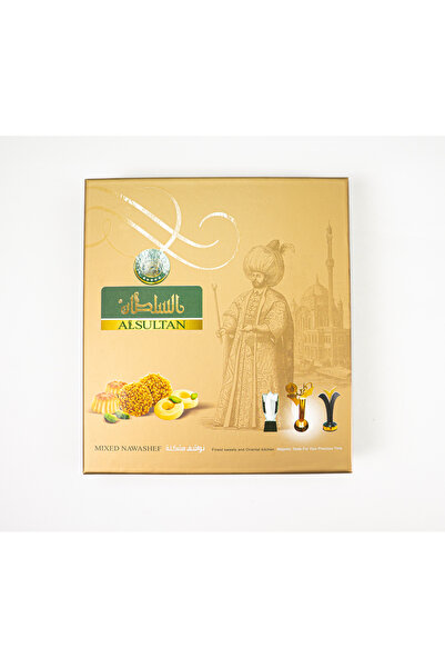 AL SULTAN Sweets Mix Nawashef 750 g - 108 Pieces of Assorted Arabic Dry Sweets - Barazek, Ghraybeh & Ajwa Date Maamoul Gift Box - Traditional Middle Eastern Cookies for Eid, Ramadan & Coffee Serving