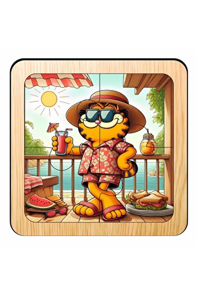 OEM Puzzle din lemn, Garfield, 4 piese, Multicolor, 10×10 cm, PDUV096