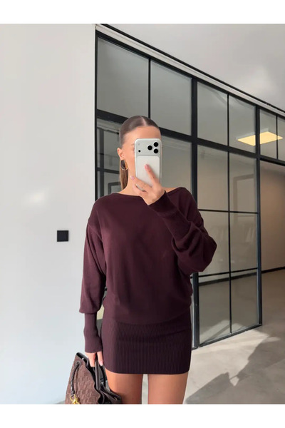 BB Bensu Buyruk DÜŞÜK OMUZ MİNİ TRİKO ELBİSE