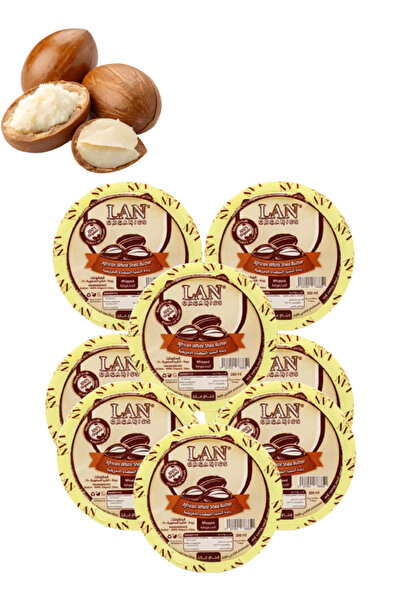 LAN ORGANICS 8 قطع من زبدة الشيا الأفريقية البيضاء العضوية المخفوقة 200 مل