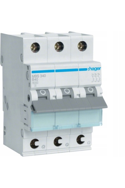 hager Disjunctor MCB 6kA 3P B40A QuickConnect MBS340