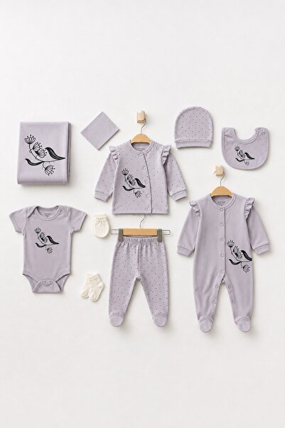Aziz Bebe Baby Girl Patterned 10-Piece Hospital Discharge Set 0 Months - 3 Mo...