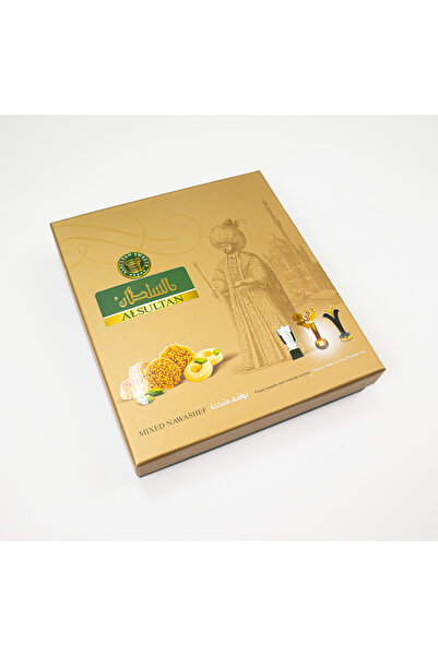 AL SULTAN Sweets Mix Nawashef 750 g - 108 Pieces of Assorted Arabic Dry Sweets - Barazek, Ghraybeh & Ajwa Date Maamoul Gift Box - Traditional Middle Eastern Cookies for Eid, Ramadan & Coffee Serving
