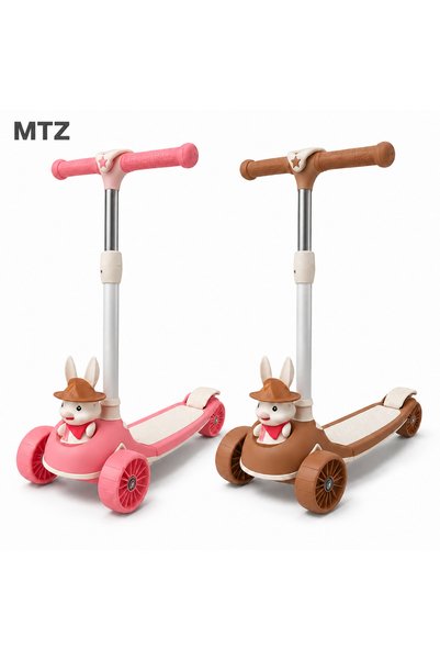 mtz سكوتر للأطفال بثلاث عجلات مع مقود قابل للتعديل، تصميم أرنب لطيف، سطح عريض...
