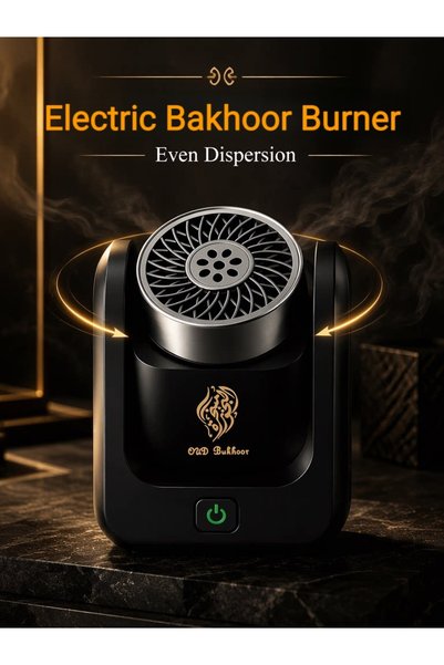 Oud Bukhoor مبخرة بخور قابلة لإعادة الشحن بمنفذ USB-C (أسود)