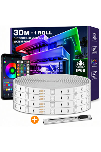 OEM Set Banda LED RGB Exterior 30 m, Impermeabila IP68, Control Aplicatie si ...