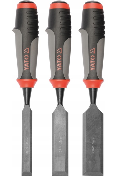 yato Dălți de lemn 3 bucăți CRV 16-32mm cu mânere cu capăt de lovire din TPR