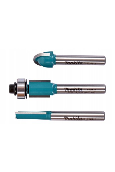 Makita Set de freze cu coadă de 6mm, 3 bucăți, drepte, pentru profile, cu rul...