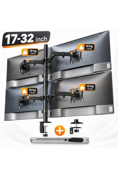 OEM Suport pentru 4 monitoare de 17-32 inch, VESA 75x75 și 100x100, până la 1...