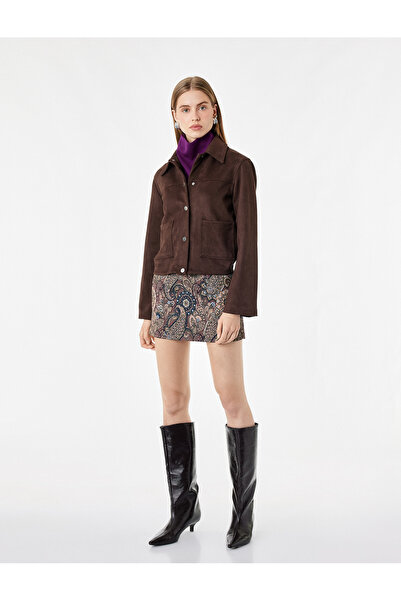 Koton A-Line Slim Fit Floral Shawl Patterned Mini Skirt