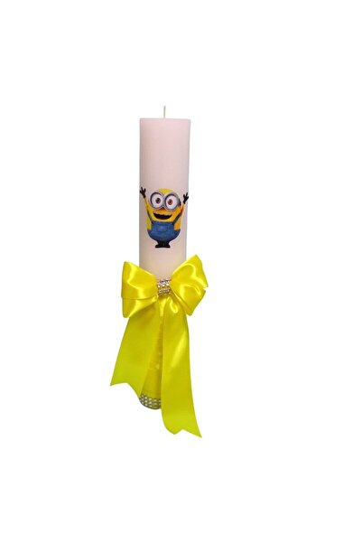 OEM Lumânare de botez, Minioni, Galben, 35 cm, LMB034
