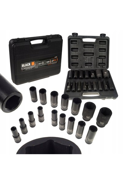 BLACK 13302 set de chei tubulare de impact, 17 piese