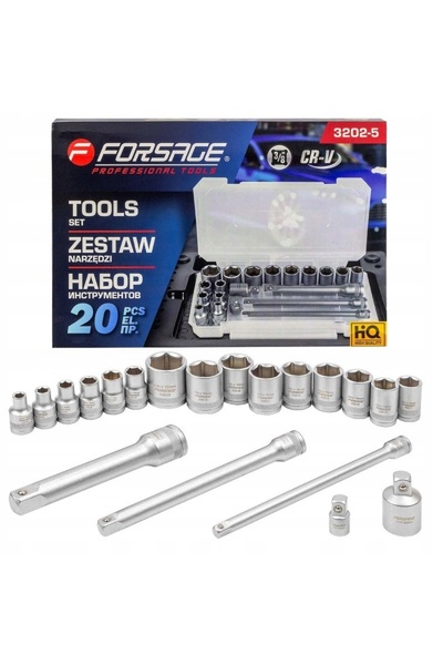 FORSAGE Set de chei tubulare 6-22mm cu adaptoare și prelungitoare 3/8 "20el