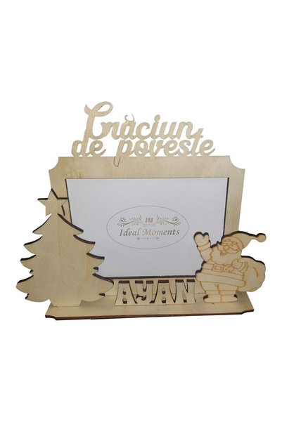 OEM Ramă foto, Crăciun Fericit, Personalizată, Lemn, 25x20 cm, RFC008