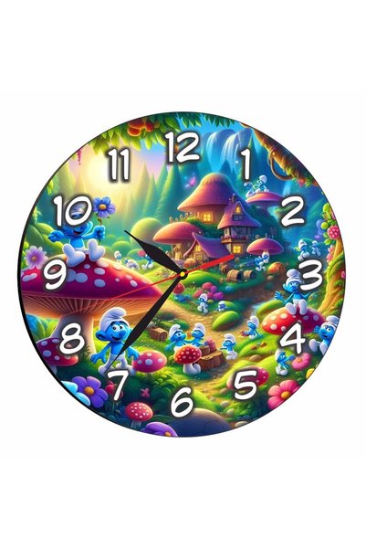 OEM Ceas Disney Smurfs, Lemn, 40 cm, CSDUV130