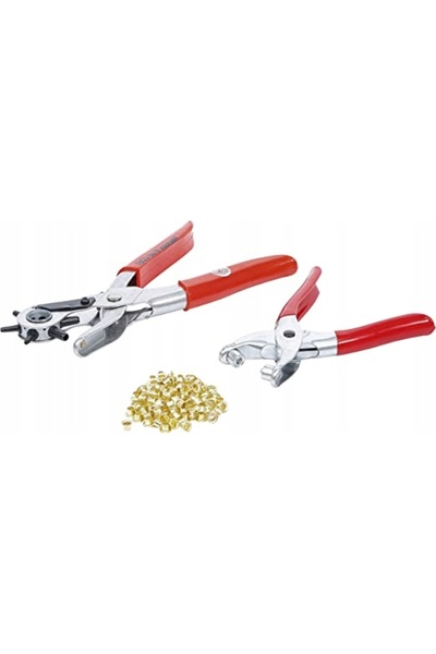 Kraftmann Set de scule pentru sertizat ochiuri metalice de 2-4.5 mm, perforat...