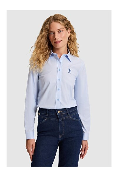 U.S. Polo Assn. Women's Blue Long Sleeve Basic Shirt 50320205