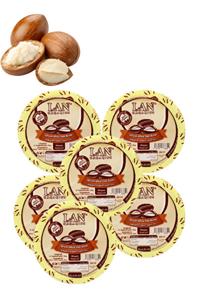 LAN ORGANICS 6 قطع من زبدة الشيا الأفريقية البيضاء العضوية المخفوقة 200 مل