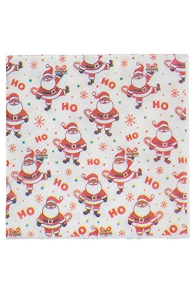 OEM Servetele de Masa cu 1 Strat Albe Mos Craciun Bastonas "Ho Ho Ho"" 33x33c...