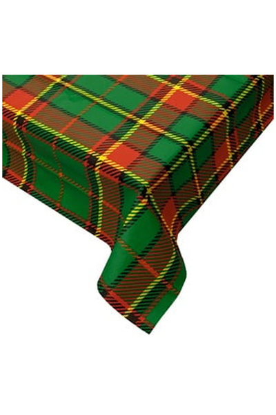 OEM Christmas Decorative Tablecloth PEVA Green Red Checkered 180x140cm