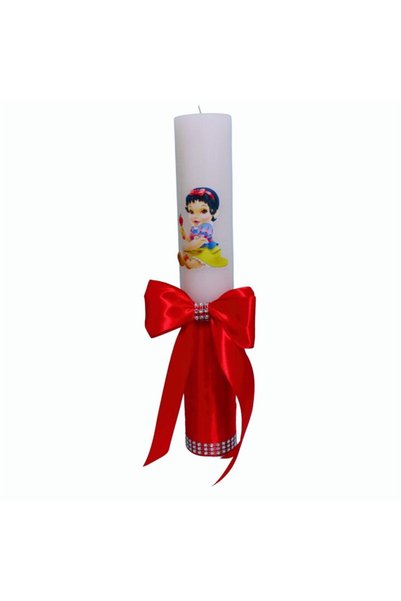 OEM Lumânare de botez, Albă ca Zăpada, Roșu, 35 cm, LMB054