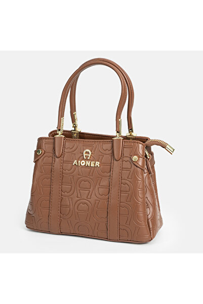 Aigner Vintage Embossed Women's Tote Bag, Large Capacity Top-Handle Handbag w...