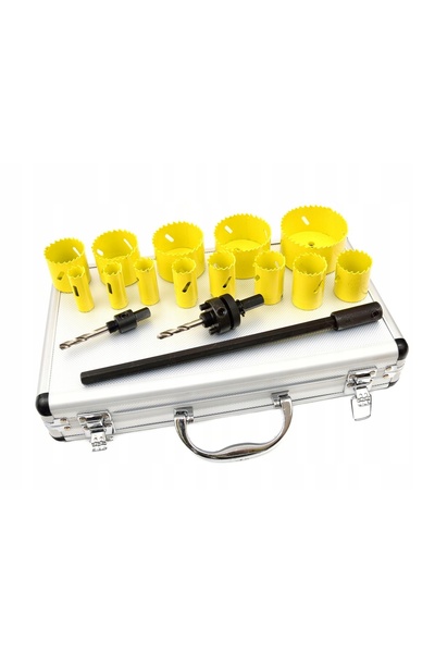 GEKO Set de perforatoare bimetalice 17 piese din lemn colorat și metal