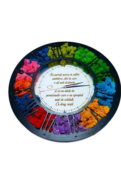 OEM Ceas cu lichen pentru Naști, Lemn, Negru, 40cm, DL091