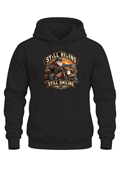 WİDİ Route 66 Vintage Motorcycle Printed Unisex Regular Fit 3 Thread Thick Ho...